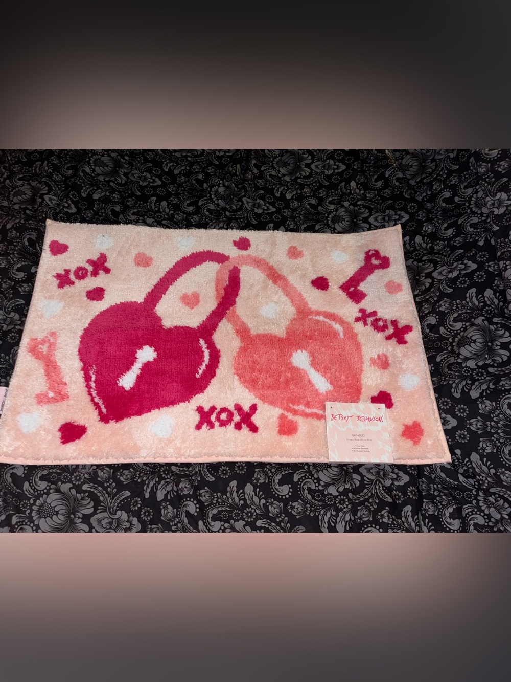 Betsey Johnson Plush Pink Shag Bath Mat